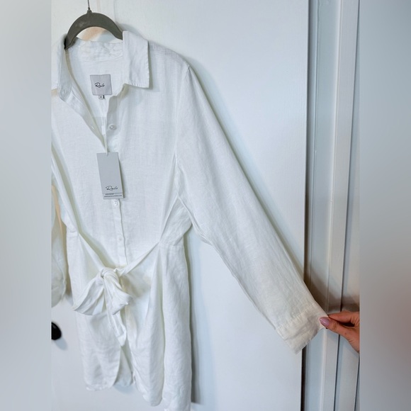 RAILS Nadia White Linen Tie-Front Button Down Mini Dress NWT - Medium - Picture 8 of 10